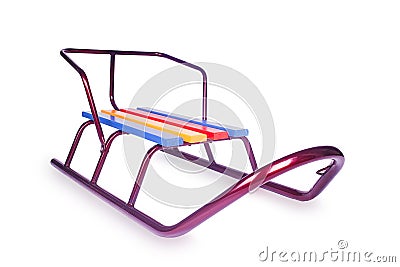 Colored Children sledges. Winter, Christmas, New Year. Stock Photo