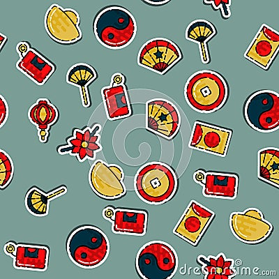 Colored Chinese New Year pattern Vector Illustration