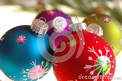 Colored christmas ornaments Stock Photo