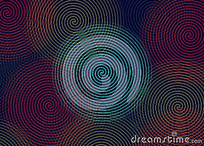 Colored circle spiral drawn. Concentric Circle Elements background. Twist rings abstract geometric pattern. Radial, radiating line Vector Illustration