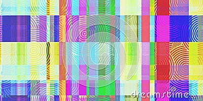 Colored Circles Ð¡oncentric Polygons Colorful Noise Background. Glitch Art Backdrop. Distorted Geometric Surface. Abstract grunge Stock Photo