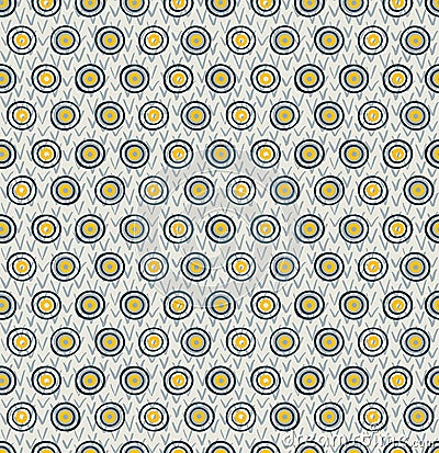 Colored circles seamless paattern. Hand made multicolored round shapes on white background. Simple pattern for textile Vector Illustration