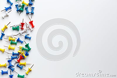 Multicolored clerical buttons on a white background Stock Photo