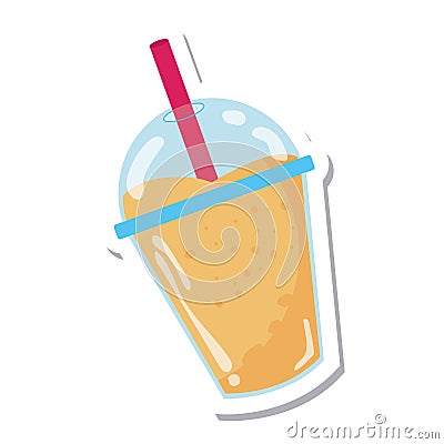 Colored cold summer beverage sticker icon Vector Vector Illustration