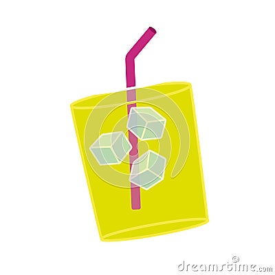 Colored cold summer beverage sticker icon Vector Vector Illustration