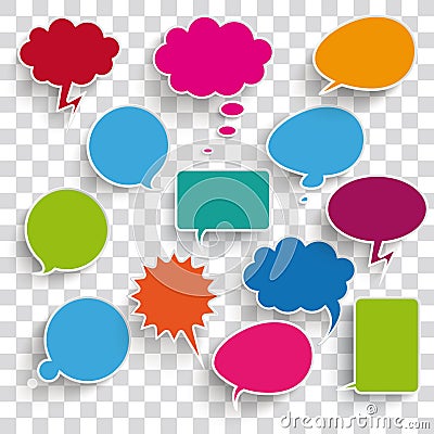 Colored Communication Bubbles Transparent Shadows Vector Illustration