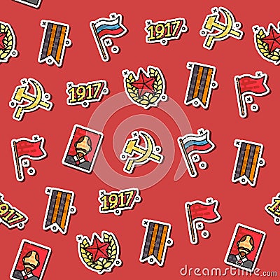 Colored Communism concept icons pattern Vector Illustration