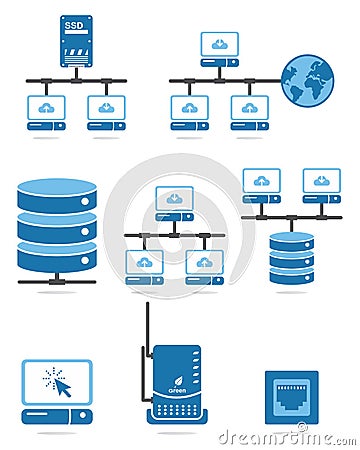 Computer network icon set Vector Illustration