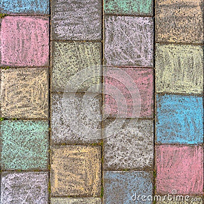 Colored concrete tiles on the pavement Stock Photo