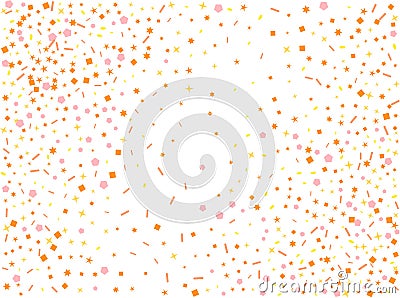 Colored confetti hexagons, stars, ovals space. Vector Illustration