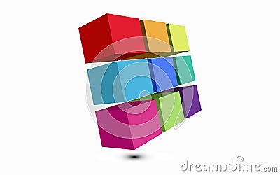 Colored cubes 3D Stock Photo