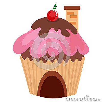 Colored cupcake house candy icon Vector Vector Illustration