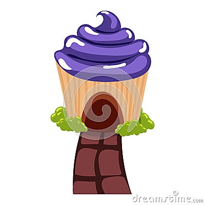 Colored cupcake house candy icon Vector Vector Illustration