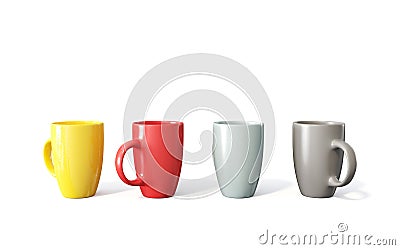 Colored cups on white background Stock Photo