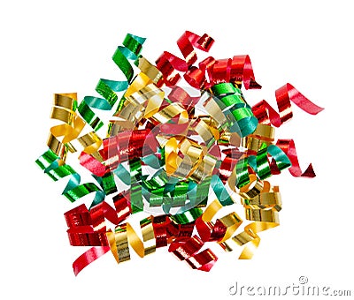 Colored curled confetti, party decoration element, fun and happy Stock Photo