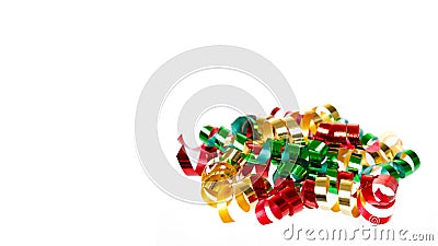 Colored curled confetti, party decoration element, fun and happy Stock Photo