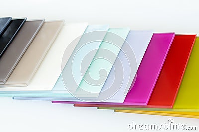 Colored decorative glass for interior furnishings. Stock Photo