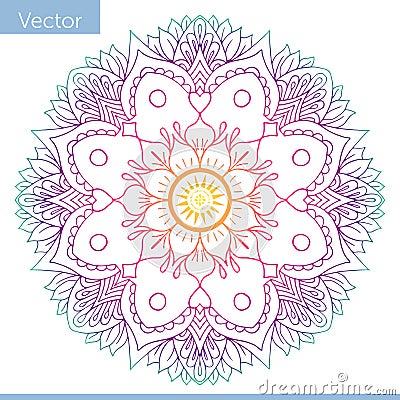 Colored decorative Mandala. Oriental pattern Vector Illustration