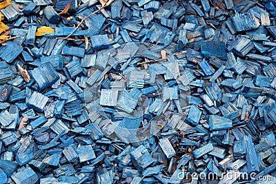 Colored decorative wood chips closeup background. Stock Photo