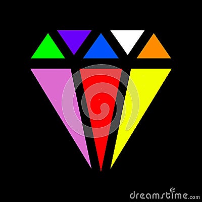 Colored Diamond vectorial Image on Black background Stock Photo