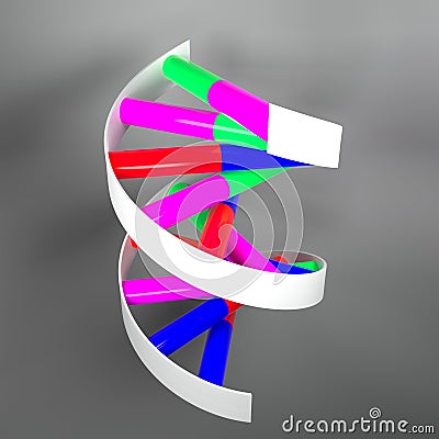 Colored DNA Rendering Stock Photo