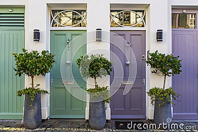 Colored Doors in London Stock Photo