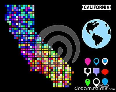 Colored Dotted California Map Vector Illustration
