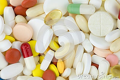 colored drugs pills Stock Photo