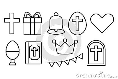 Colored easter eggs or color ostern egg icons with decoration patterns vector illustration. Cartoon Illustration