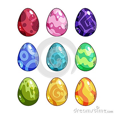 Colored eggs for game design Vector Illustration