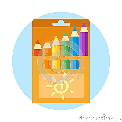 Colored engineering office and pencils vector illustration simple equipment school supplies subject secretarial tools Vector Illustration