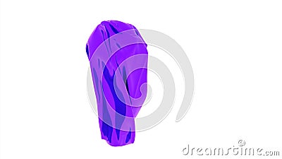 Colored fabric moves on white background. Design. Colored fabric with beautiful folds floats in air. Ghostly fabric Stock Photo