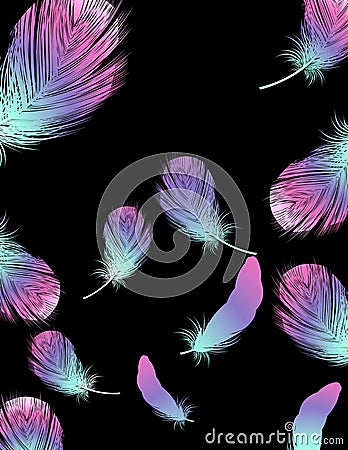 Colored feather background Cartoon Illustration