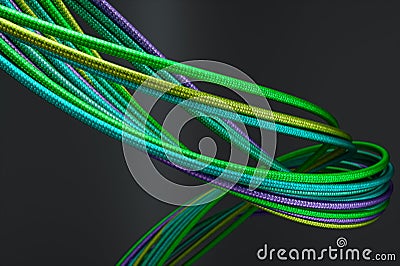 Colored fibre wires cables. 3d rendering Stock Photo