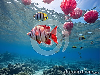 colored fish in the sea, seabed, marine life Stock Photo