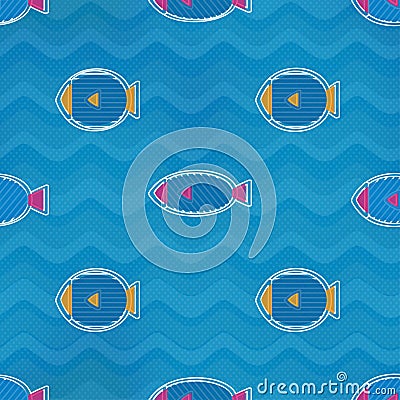 Colored fish seamless pattern Vector Illustration