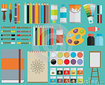 Colored flat design vector illustration icons set Vector Illustration