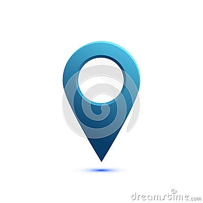 Colored flat icon, vector design with shadow. Map pointer with White circle for text. Simple marker Vector Illustration