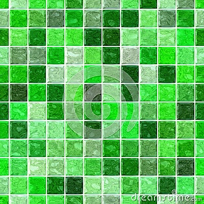 Colored floor marble plastic stony mosaic pattern texture seamless background with white grout _ vibrant green colors Stock Photo