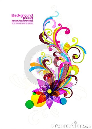 Colored floral background Vector Illustration