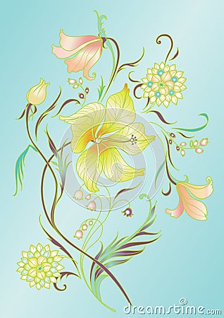 Colored floral elements Vector Illustration