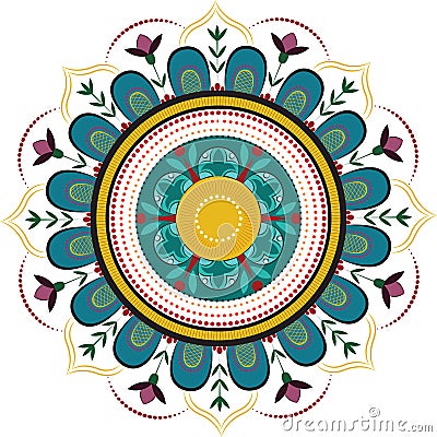 Colored floral mandala Vector Illustration