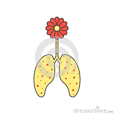 Colored flower and sick lungs Vector Illustration