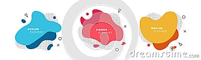 Colored fluid elements for minimal banner, logo, and etc. Set of abstract geometric shapes fluid shapes. Futuristic trendy dynamic Vector Illustration