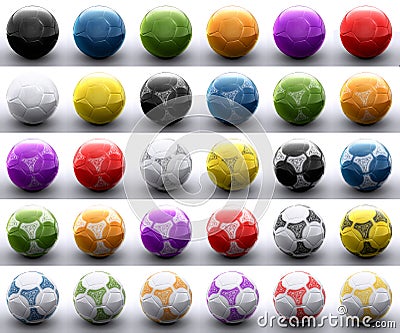 Colored football balls Stock Photo