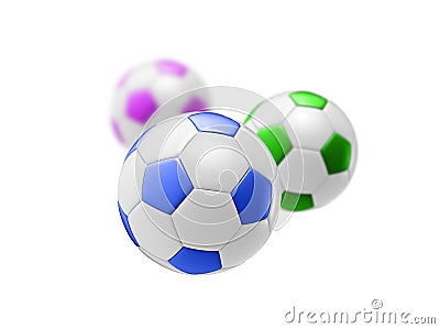 Colored football balls Stock Photo