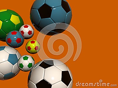 Colored football soccer balls Stock Photo