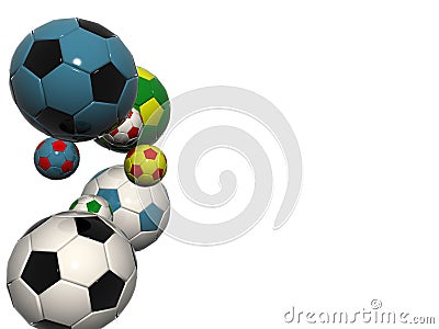 Colored football soccer balls Stock Photo