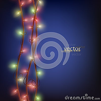 Colored garland, glowing light bulbs Vector Illustration