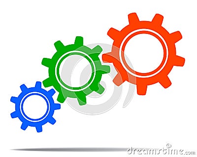 Colored gears, concept teamwork, staff, partnership - vector Stock Photo